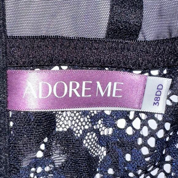 Adore Me Black Navy Lace Pacchi Contour Demi Longline Bra Size 38DD - Picture 3 of 15